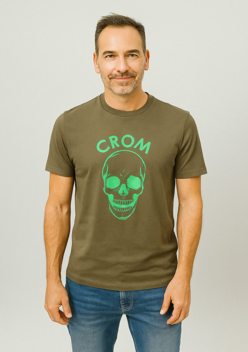 Camiseta logo grande fluor verde marca Crom